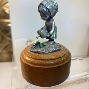 Vintage 1979 Hallmark Cards Little Gallery Pewter Figurine Girl Watering Flowers